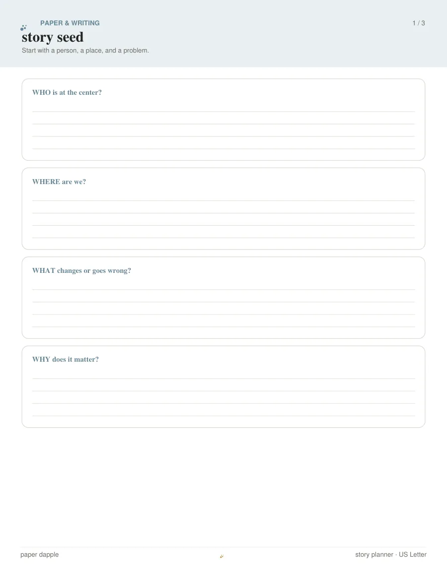 Preview of Story planner