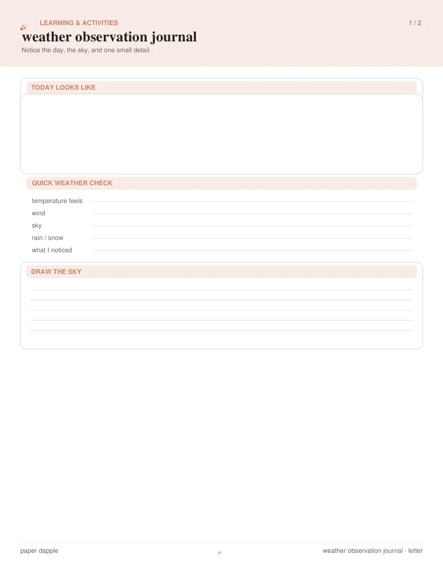 Preview of Weather Observation Journal