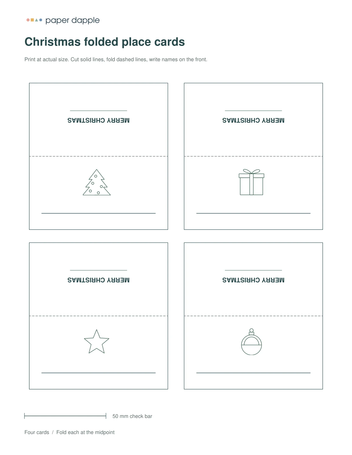 Preview of Christmas folded place cards
