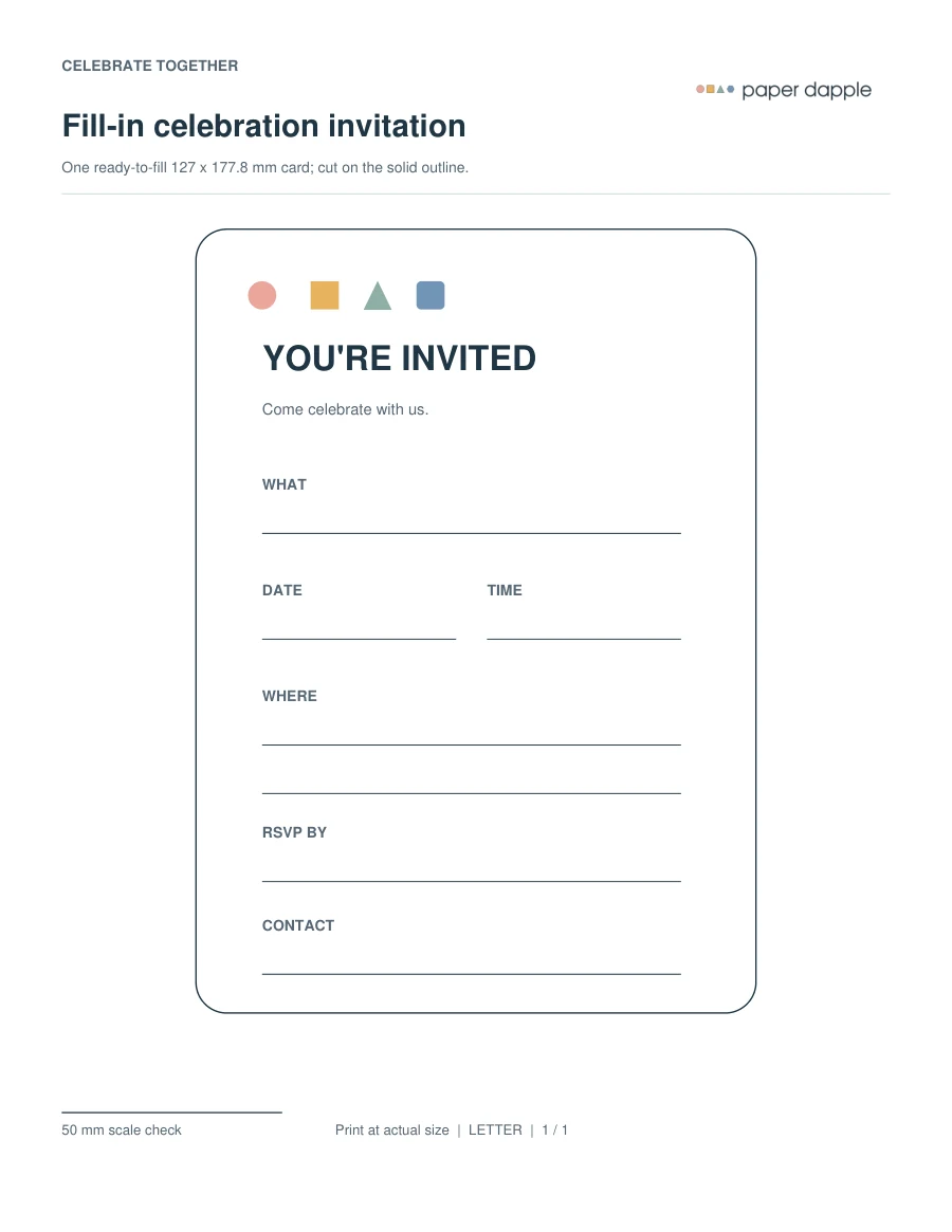 Preview of Fill-in celebration invitation