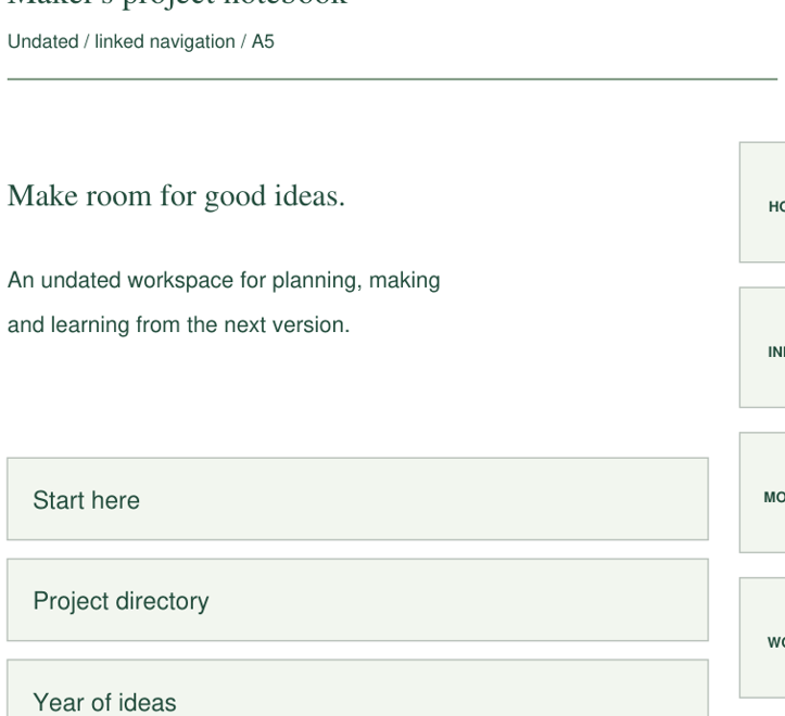 Preview of Undated linked maker project notebook