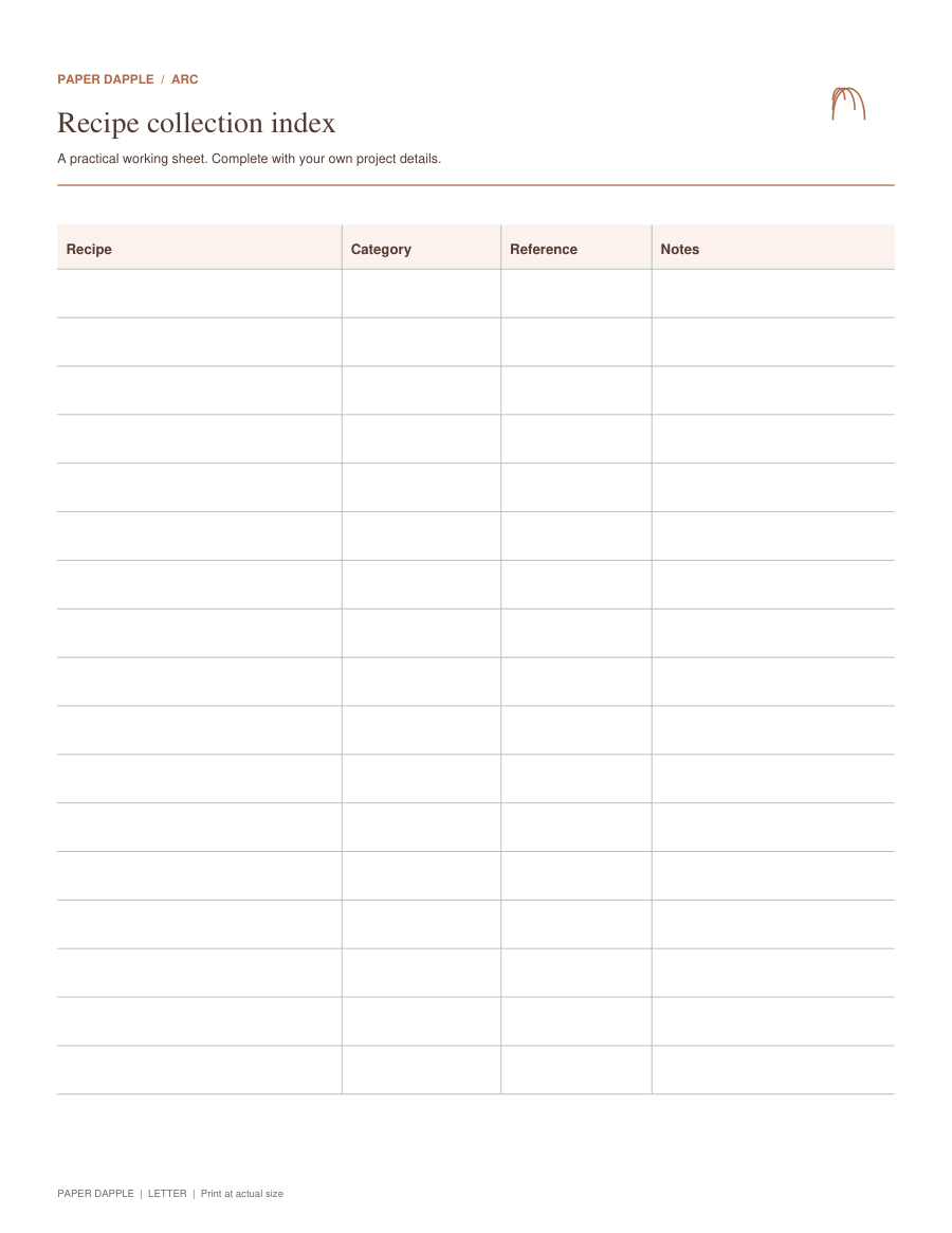 Preview of Recipe collection index