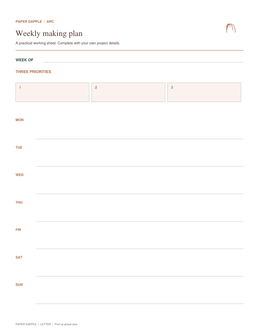 Preview of Weekly making plan