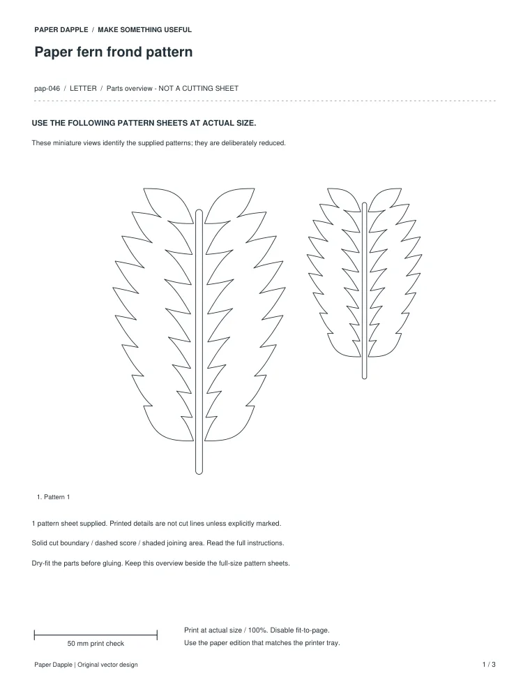 Preview of Paper fern frond pattern