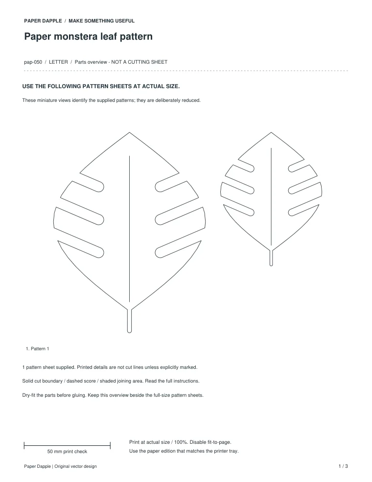 Preview of Paper monstera leaf pattern