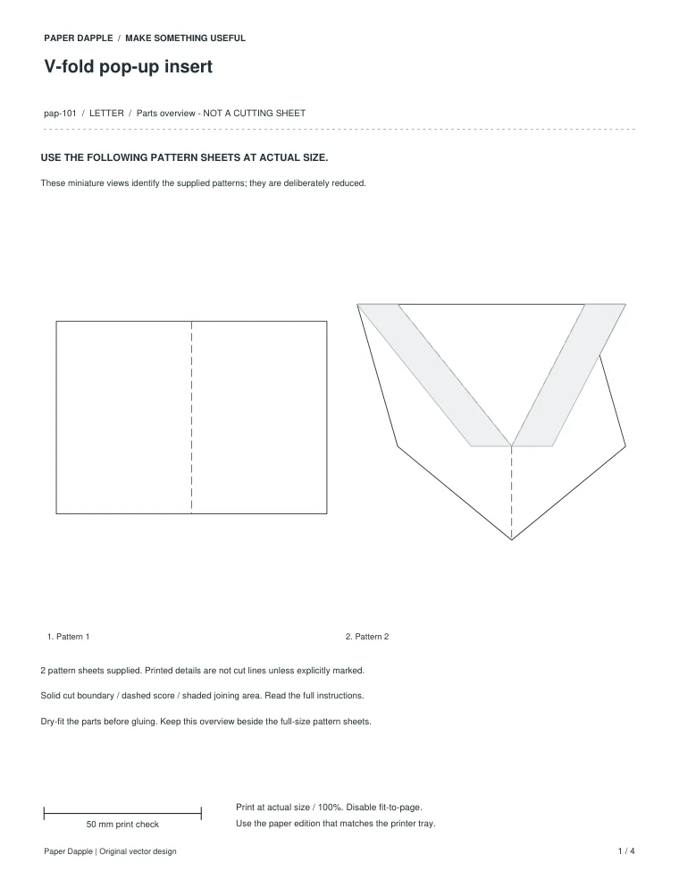Preview of V-fold pop-up insert