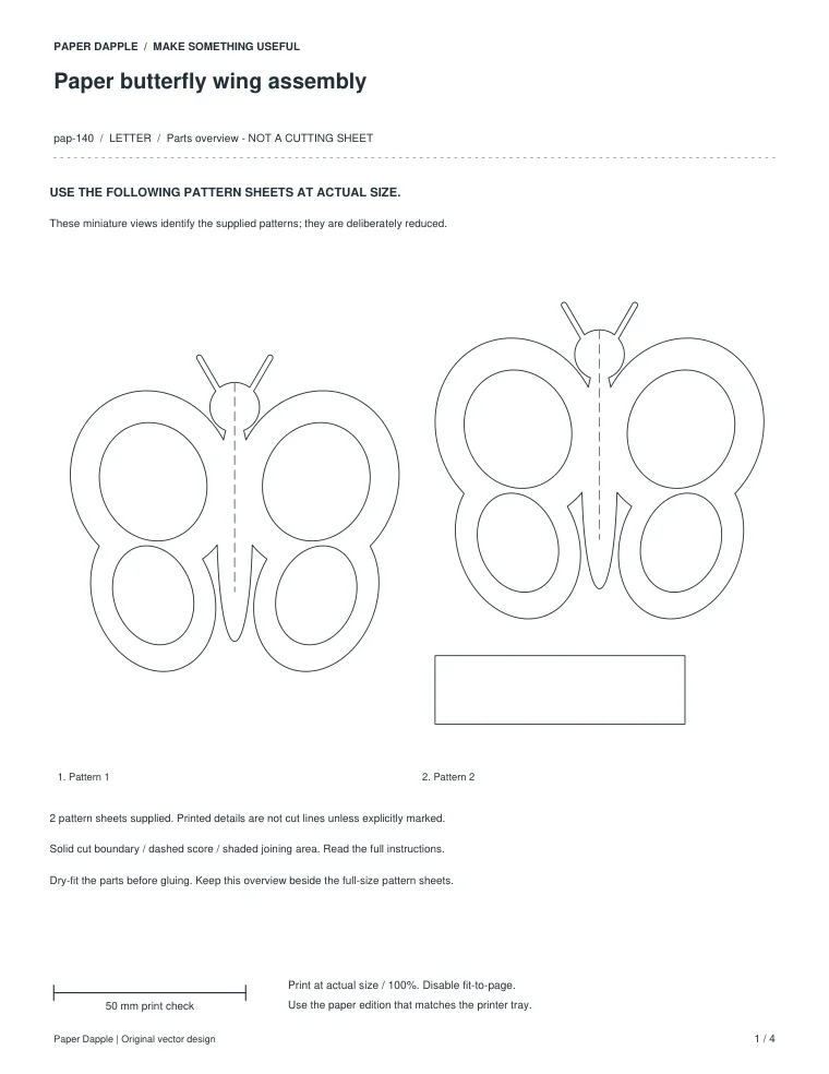 Preview of Paper butterfly wing assembly