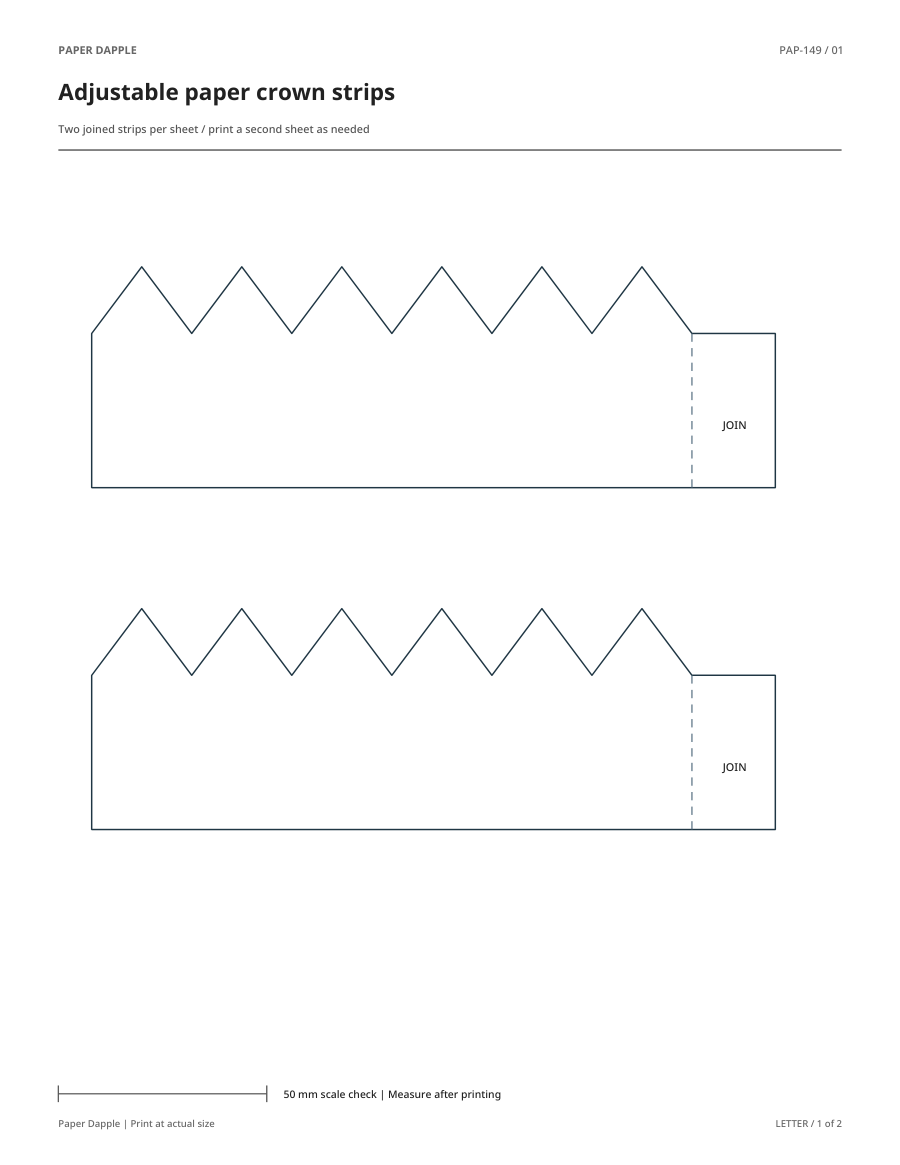 Preview of Adjustable paper crown strips