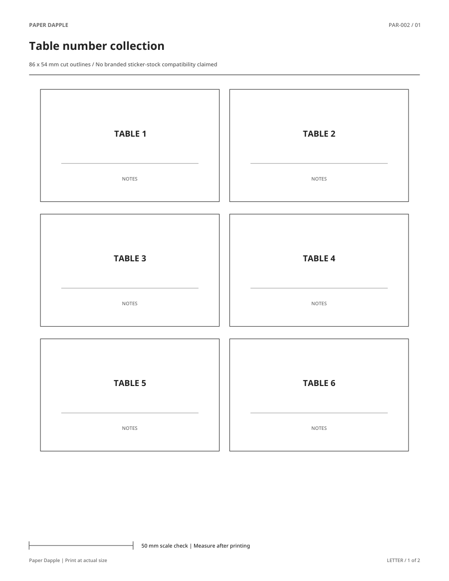 Preview of Table number collection