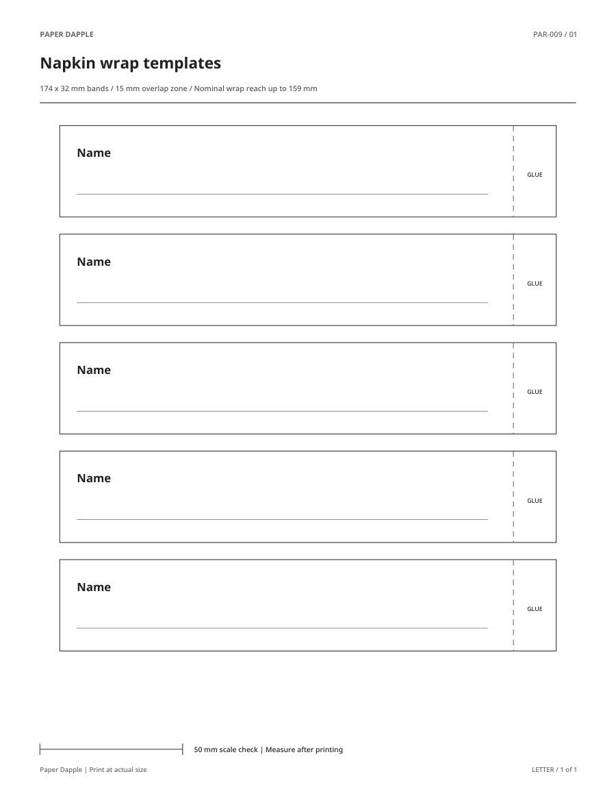 Preview of Napkin wrap templates