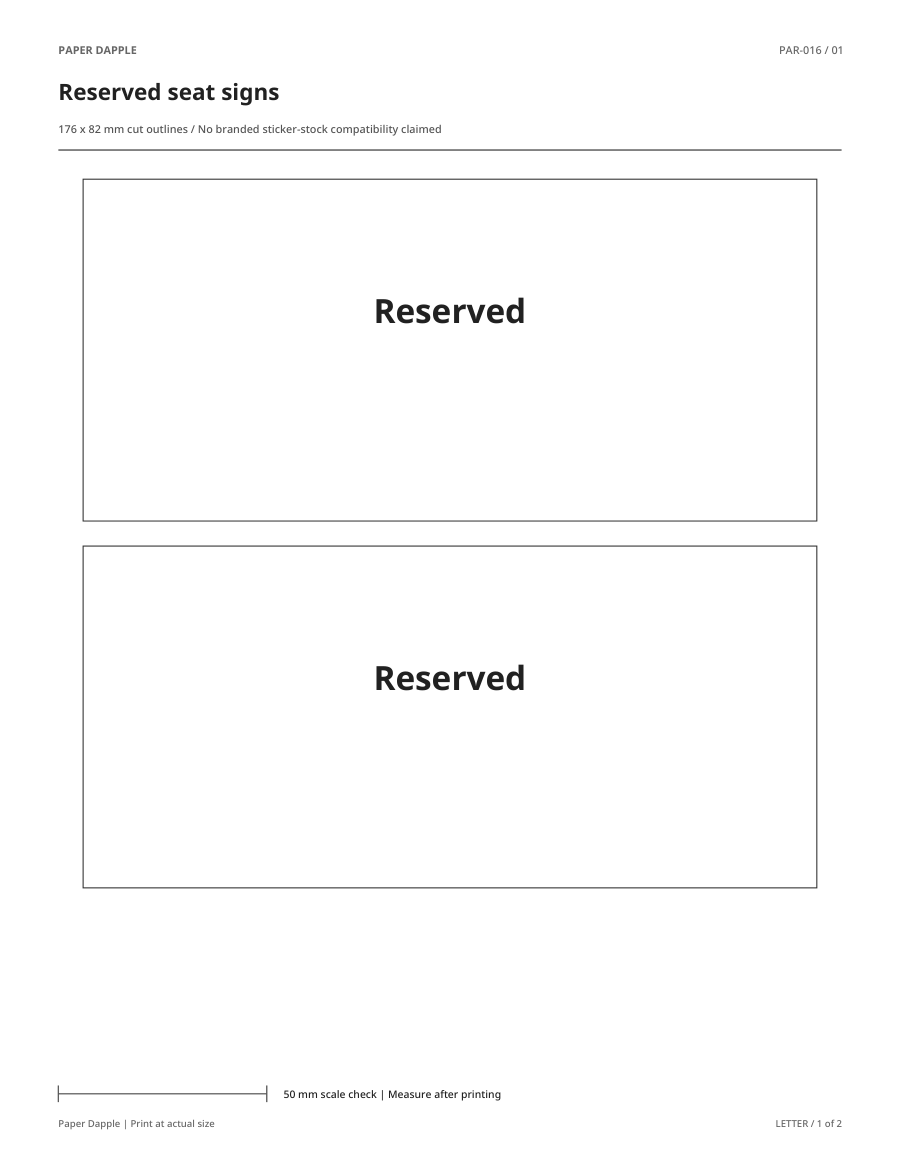 Preview of Reserved seat signs