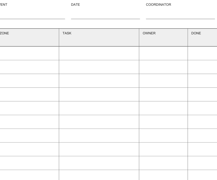 Preview of Event clean-up task board