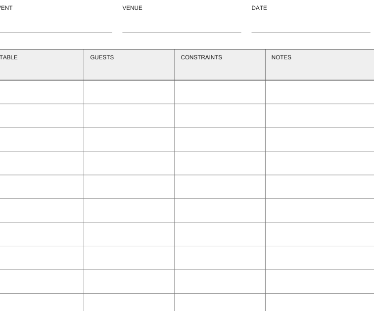 Preview of Table arrangement decision sheet