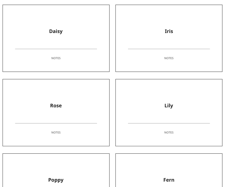 Preview of Botanical table name cards