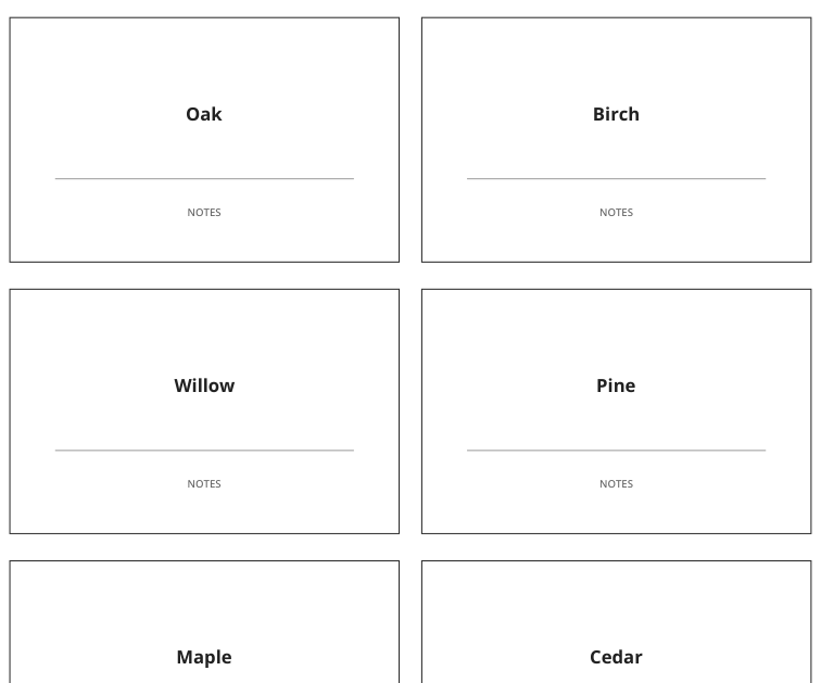 Preview of Woodland table name cards