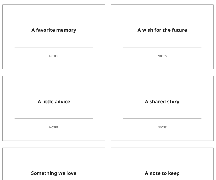 Preview of Guest-book prompt cards