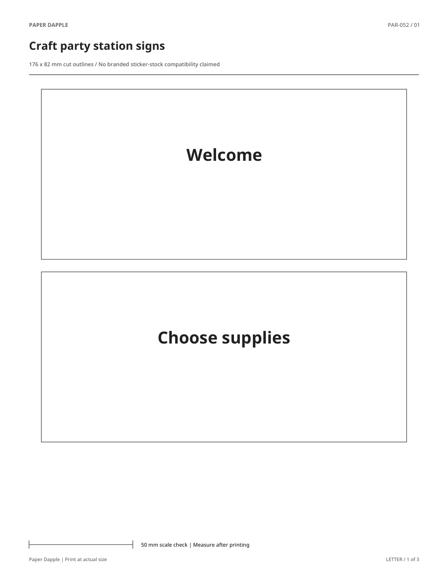 Preview of Craft party station signs