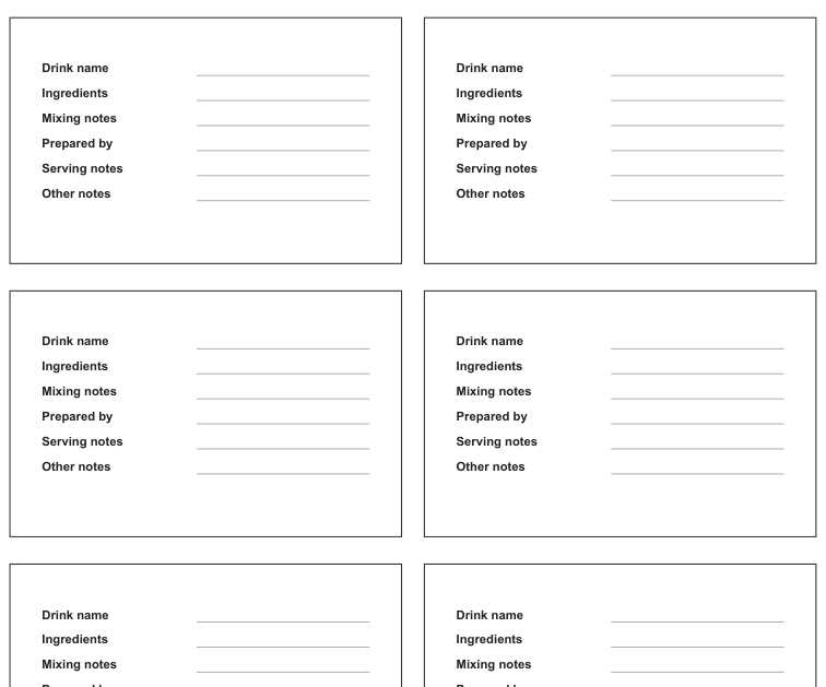 Preview of Drink recipe display cards