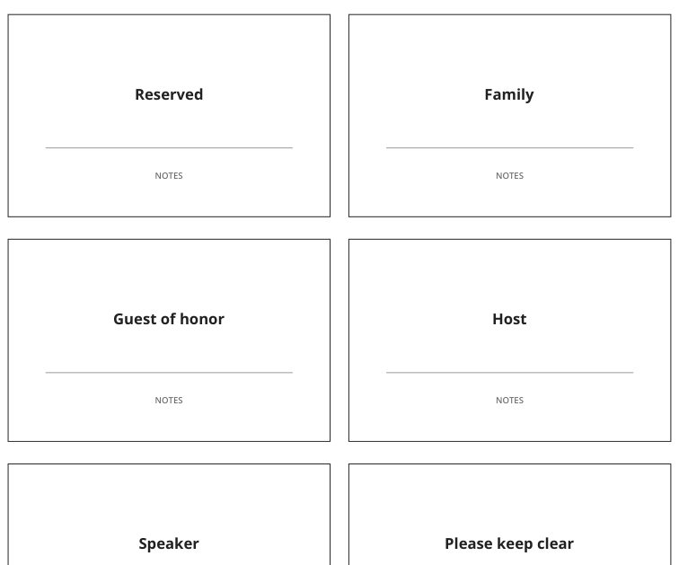 Preview of Reserved family seat cards