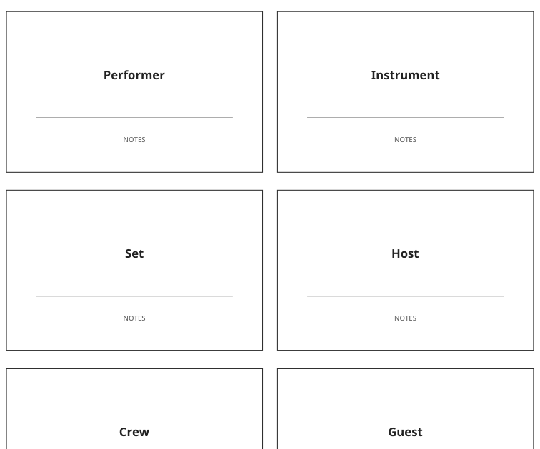 Preview of Performer backstage place cards