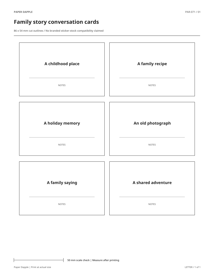 Preview of Family story conversation cards