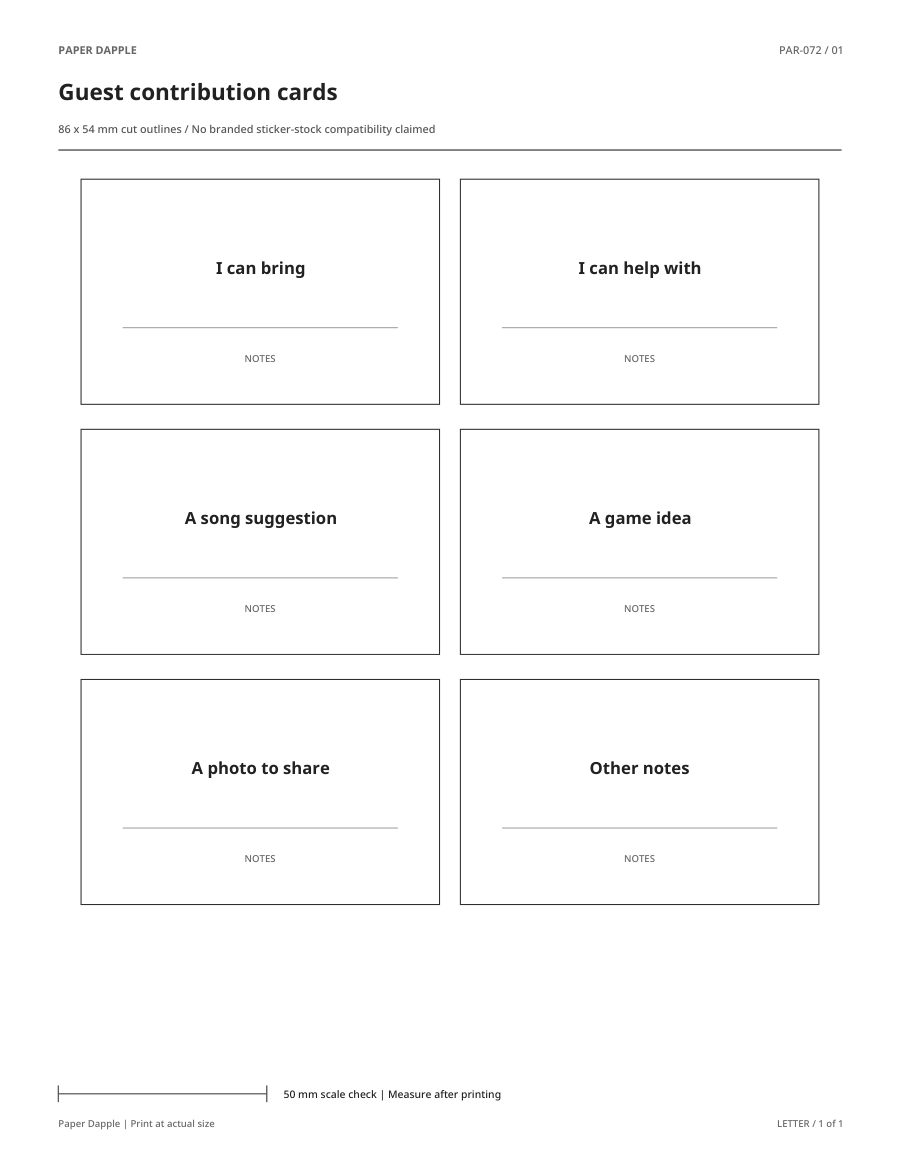 Preview of Guest contribution cards
