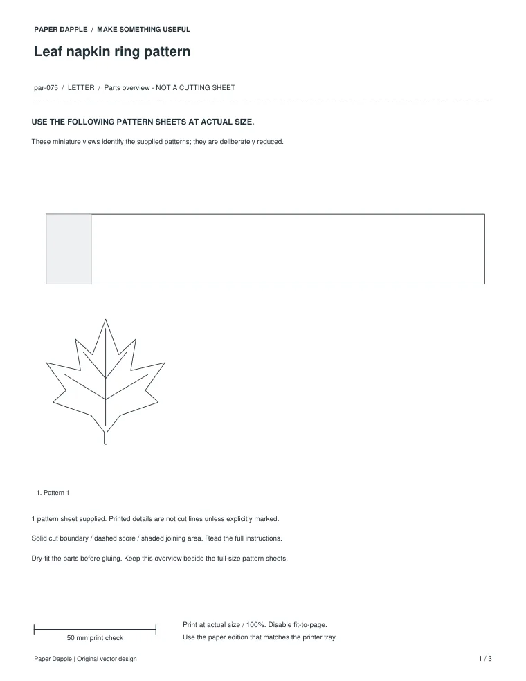 Preview of Leaf napkin ring pattern
