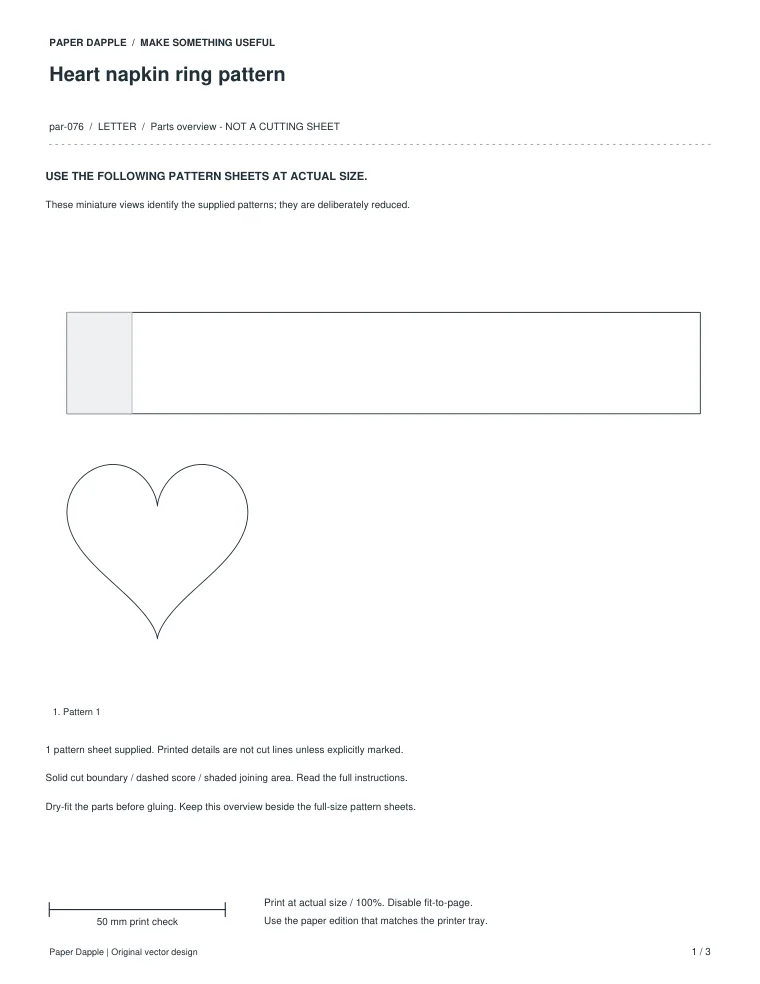 Preview of Heart napkin ring pattern