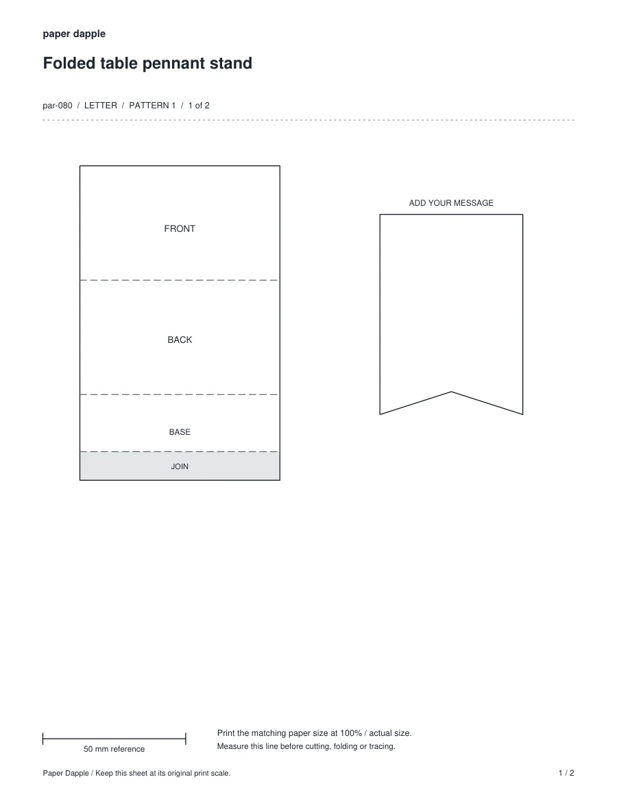 Preview of Folded table pennant stand