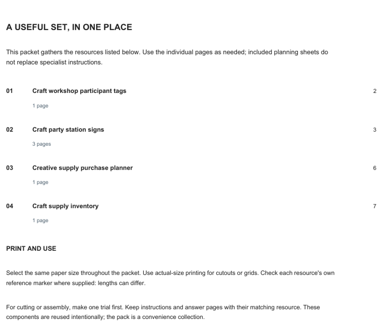 Preview of Craft workshop preparation kit