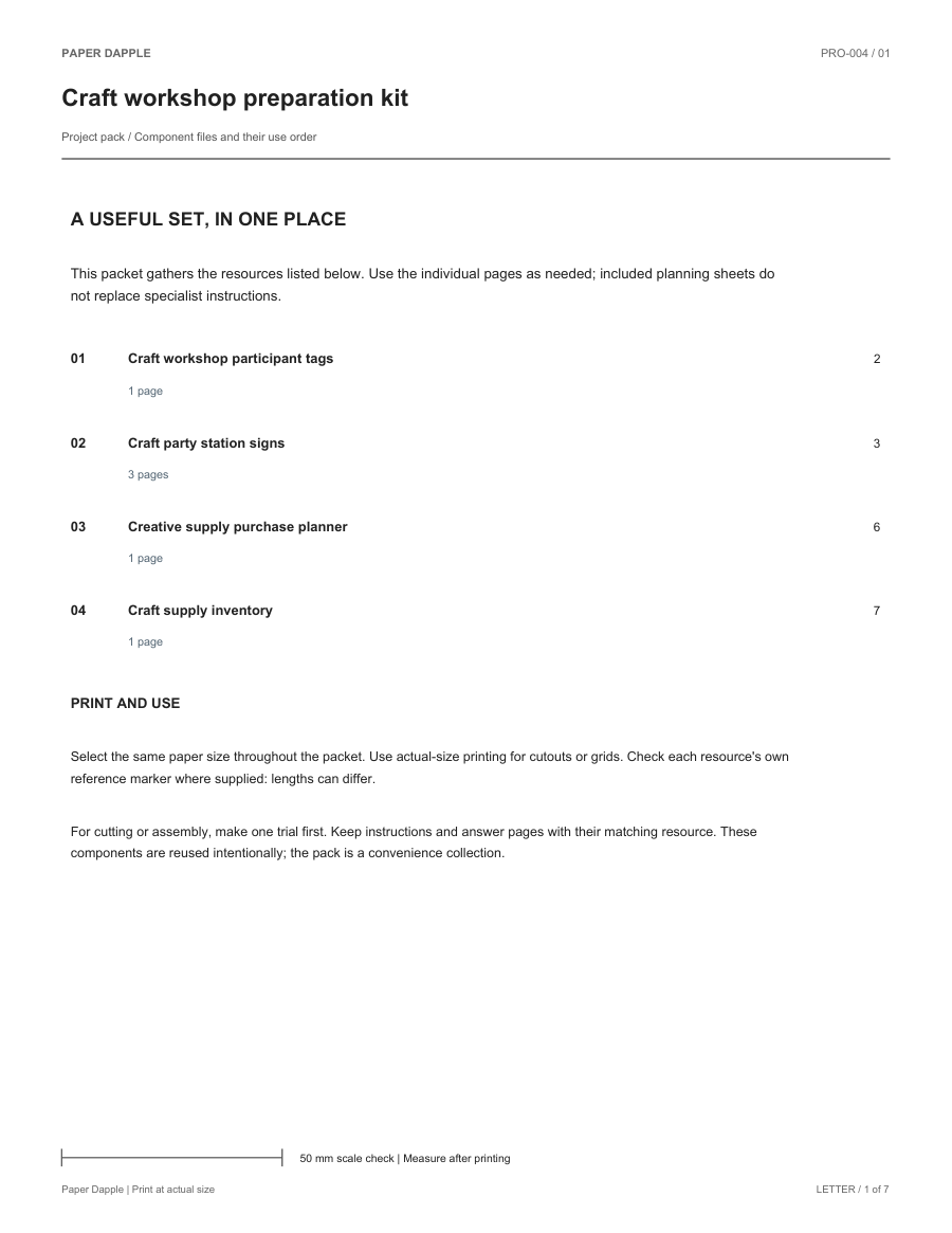 Preview of Craft workshop preparation kit
