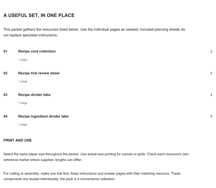 Preview of Recipe testing and filing kit