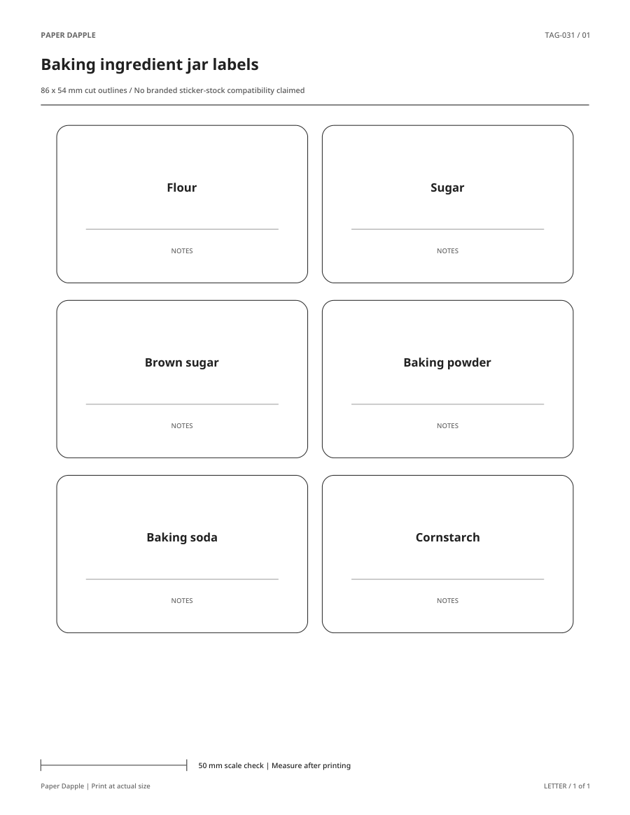 Preview of Baking ingredient jar labels