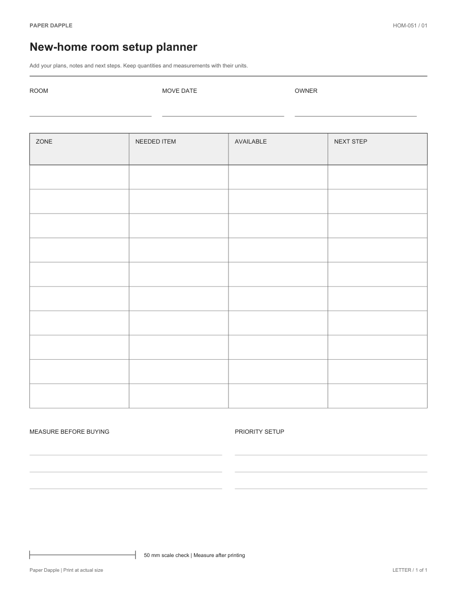 Preview of New-home room setup planner