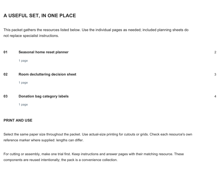 Preview of Seasonal home reset kit