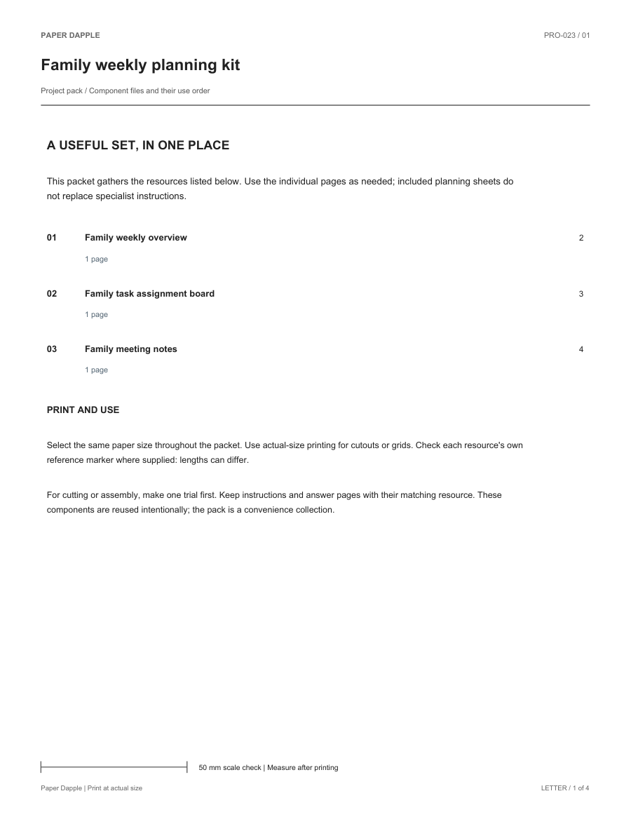 Preview of Family weekly planning kit