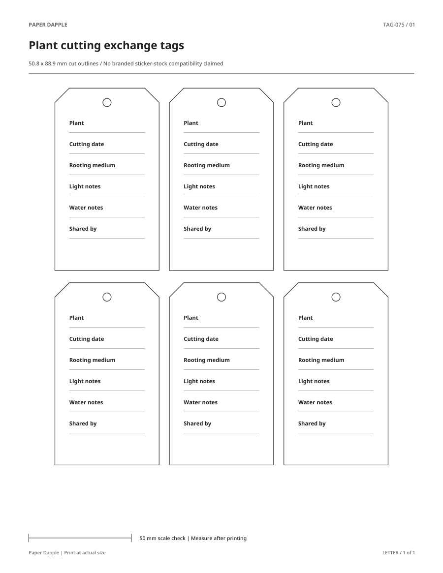 Preview of Plant cutting exchange tags
