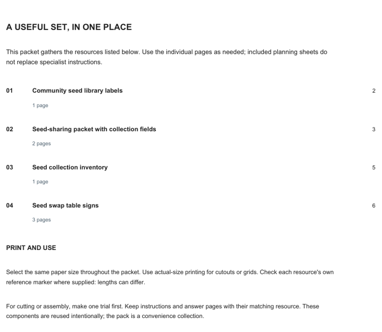 Preview of Community seed library kit