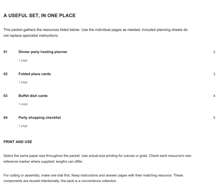 Preview of Dinner party planning and table kit
