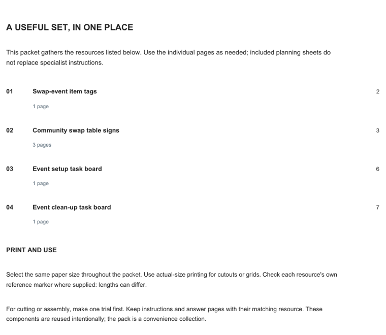 Preview of Community swap event kit
