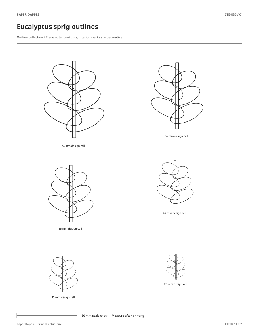 Preview of Eucalyptus sprig outlines