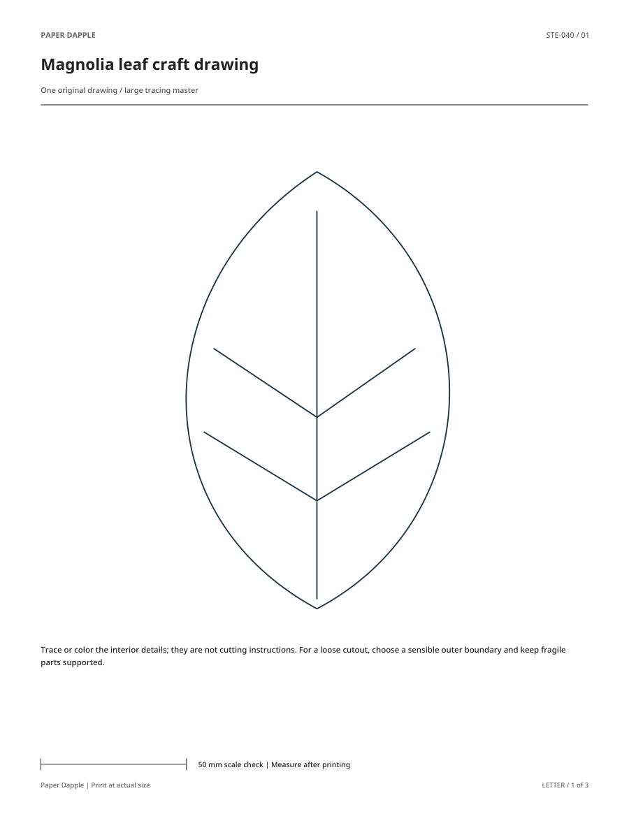 Preview of Magnolia leaf craft drawing