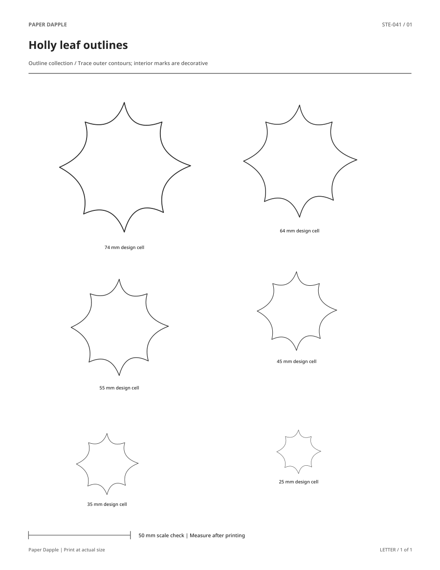 Preview of Holly leaf outlines