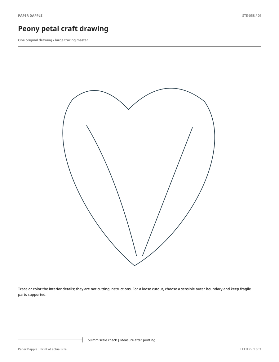 Preview of Peony petal craft drawing