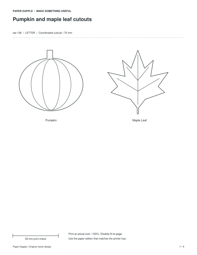 Preview of Pumpkin and maple leaf cutouts