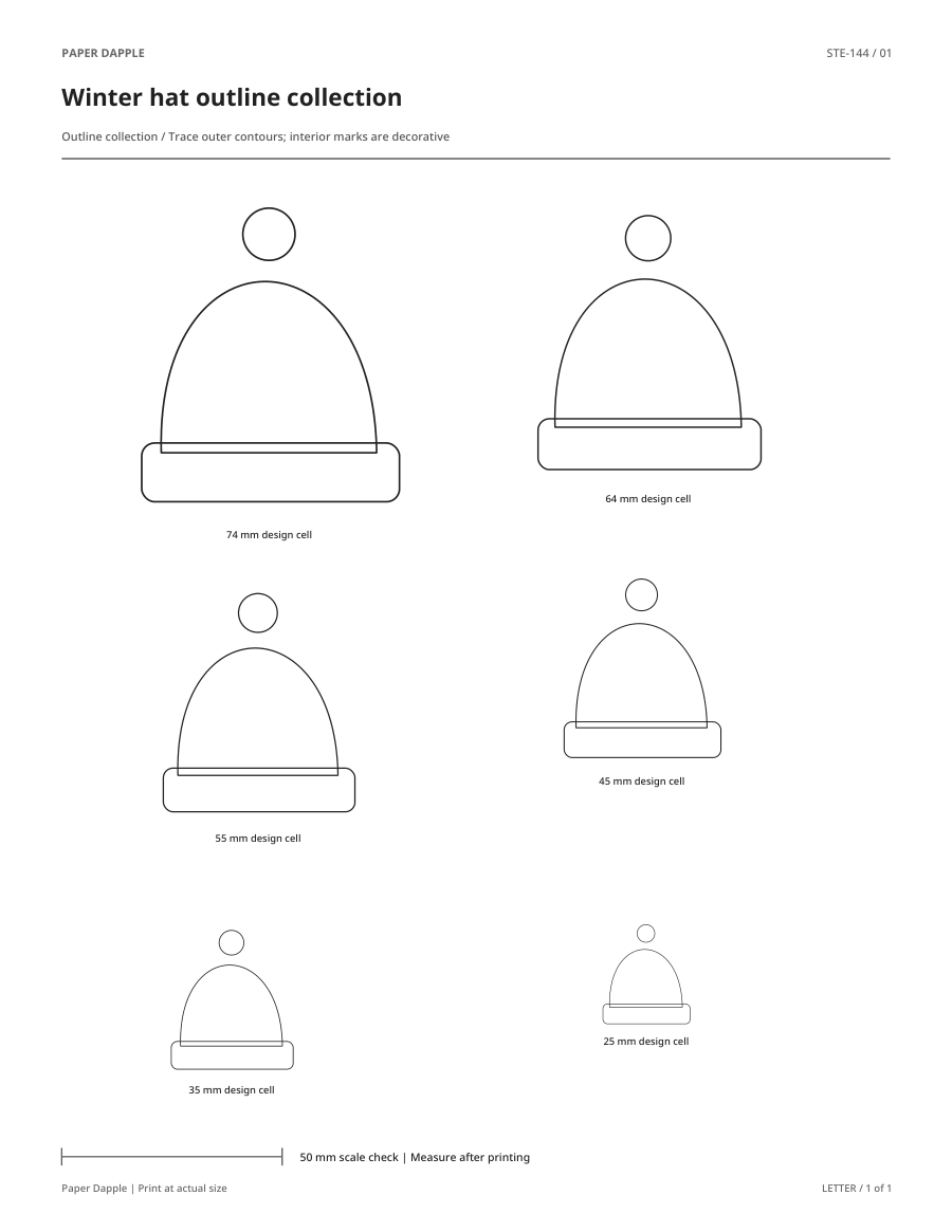 Preview of Winter hat outline collection