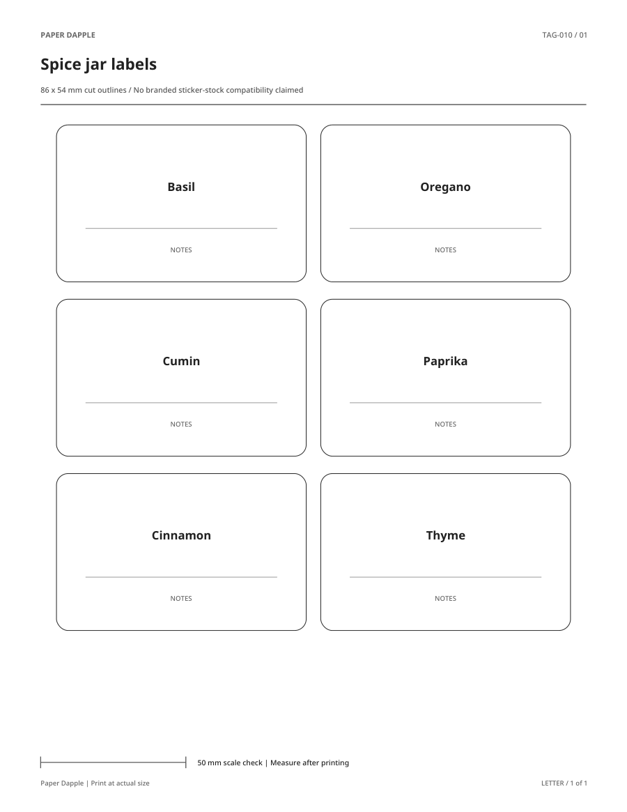 Preview of Spice jar labels