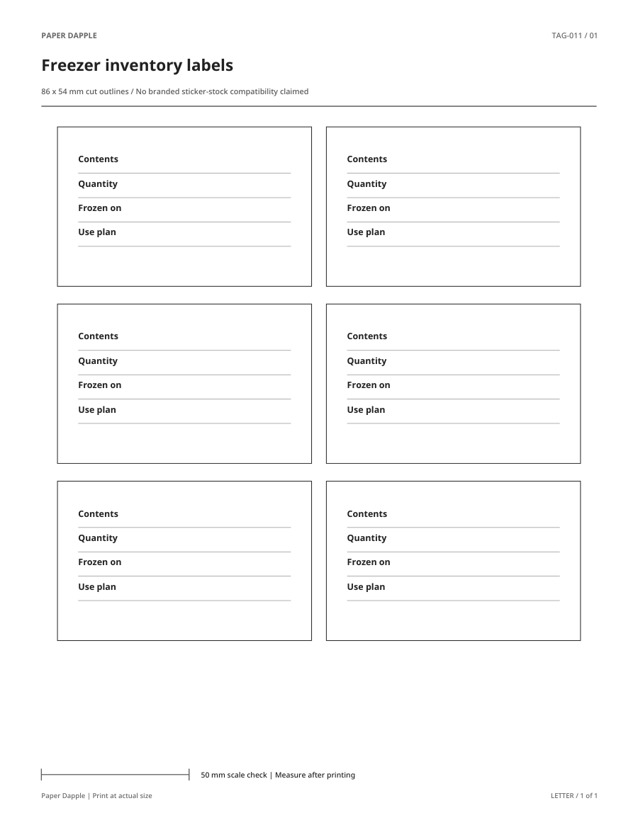 Preview of Freezer inventory labels