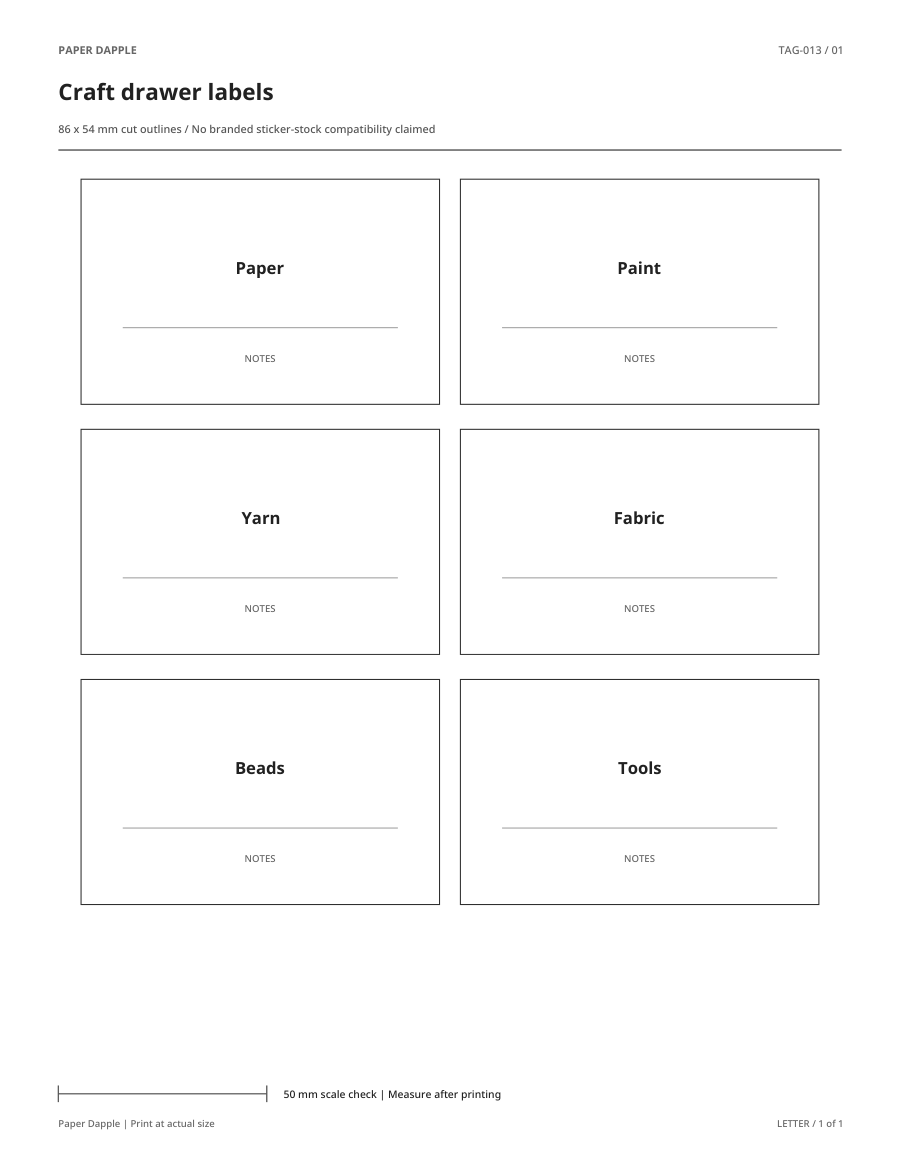 Preview of Craft drawer labels