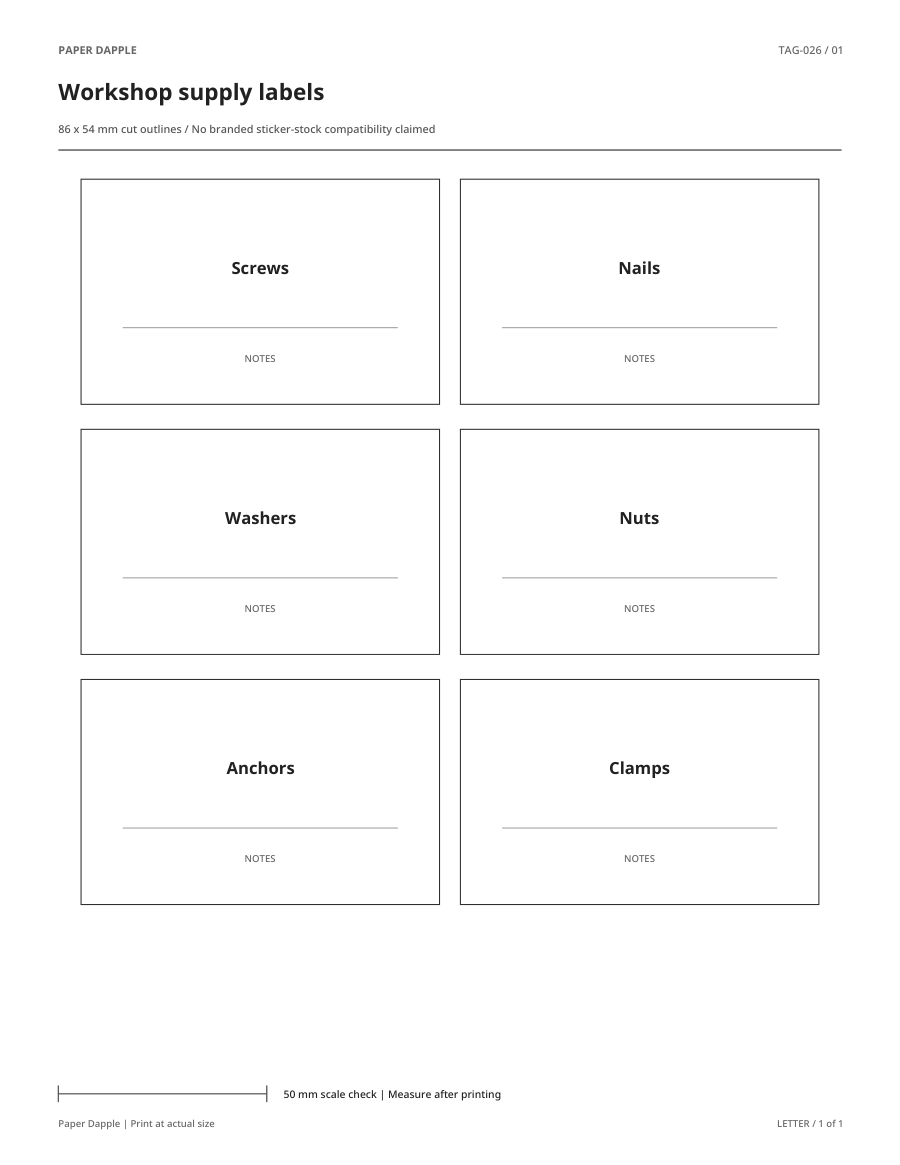 Preview of Workshop supply labels